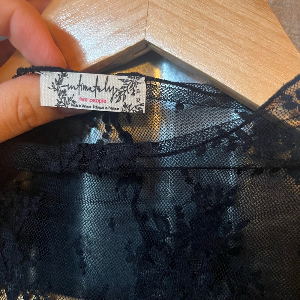 Free People Sheer Black Lace Blouse Lady Lux - Picture 2 of 6
